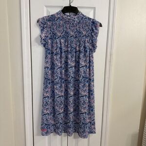 Simply Southern Smocked‎ Neck Dress Floral Print Casual Sleeveless Size L